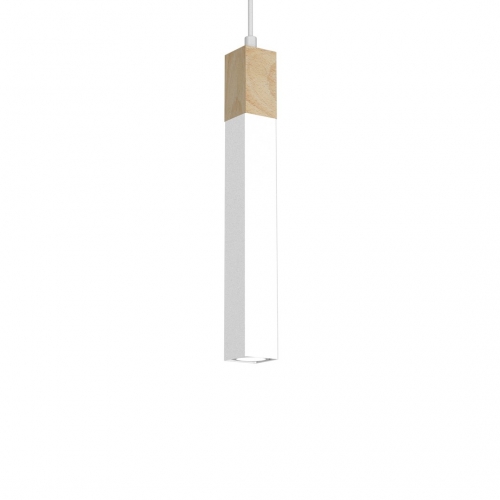 Lampa wisząca SOLO SAWN WHITE / PATINATED WOOD 1x mini GU10