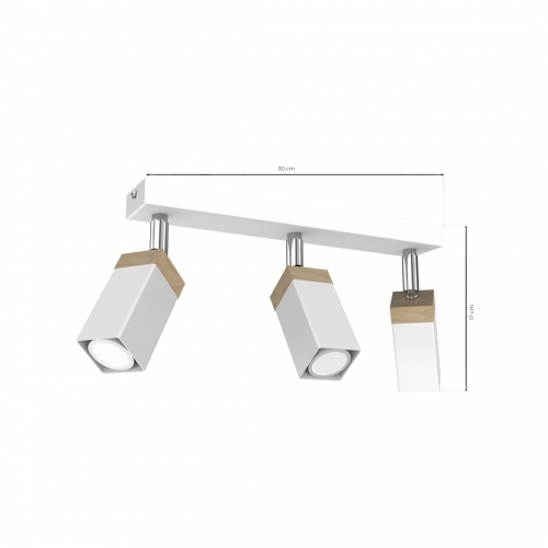 Lampa sufitowa SOLO SAWN WHITE / PATINATED WOOD 3x mini GU10