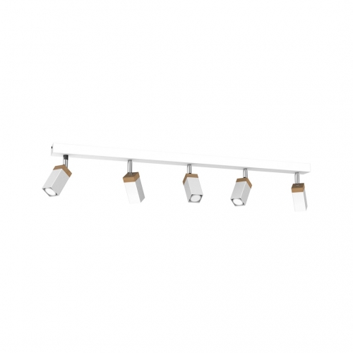 Lampa sufitowa SOLO SAWN WHITE / PATINATED WOOD 5x mini GU10