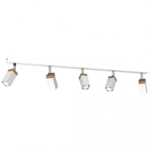 Lampa sufitowa SOLO SAWN WHITE / PATINATED WOOD 5x mini GU10