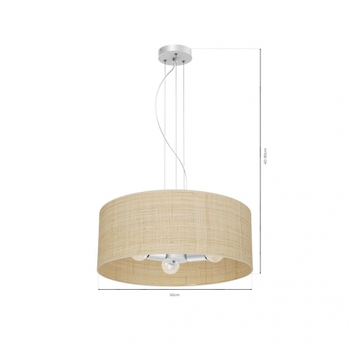 Lampa wisząca MARSHALL WHITE / RATTAN 3xE27