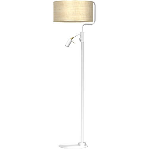 Lampa podłogowa MARSHALL WHITE / RATTAN 1xE27 + 1x mini GU10