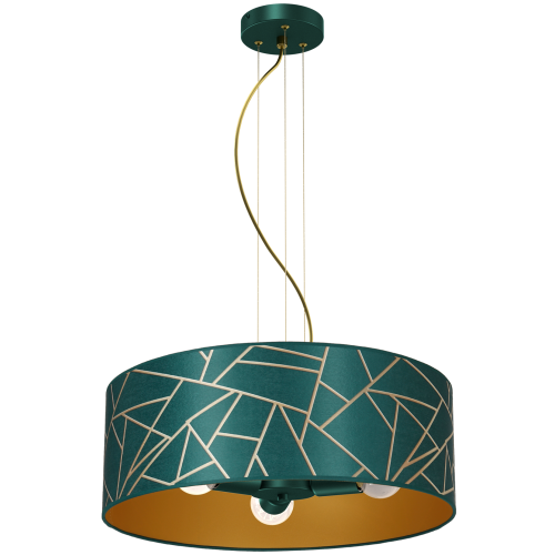 Lampa wisząca ZIGGY WHITE Gold/Bottle green  3xE27