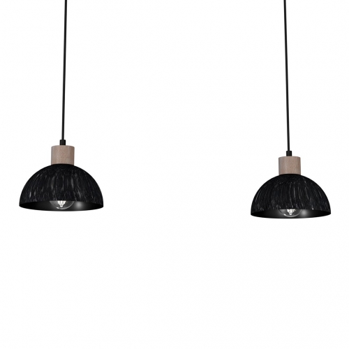 Lampa wisząca ERIK Sawn black/Patinated wood 2XE27