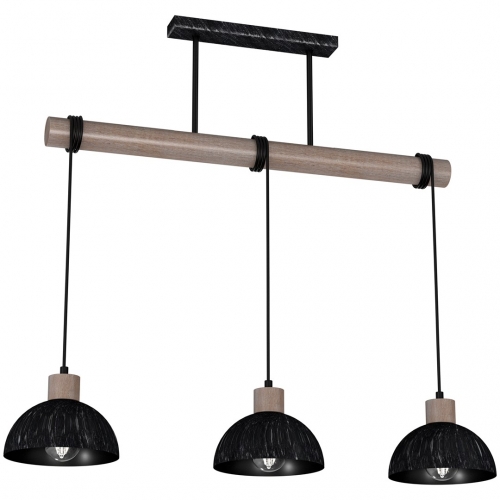 Lampa wisząca ERIK Sawn black/Patinated wood 3XE27