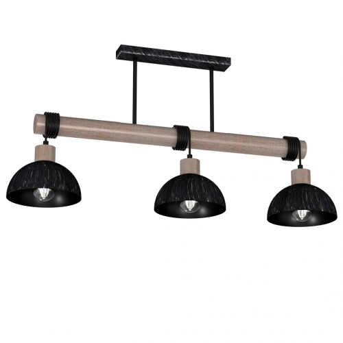 Lampa wisząca ERIK Sawn black/Patinated wood 3XE27