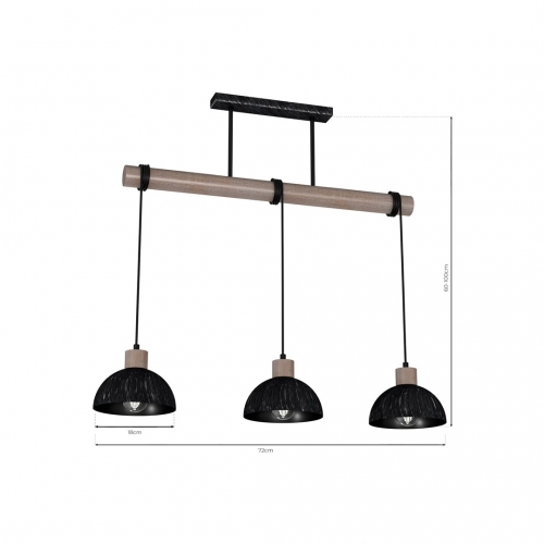 Lampa wisząca ERIK Sawn black/Patinated wood 3XE27