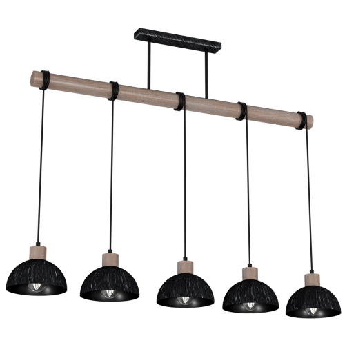 Lampa wisząca ERIK Sawn black/Patinated wood 5XE27