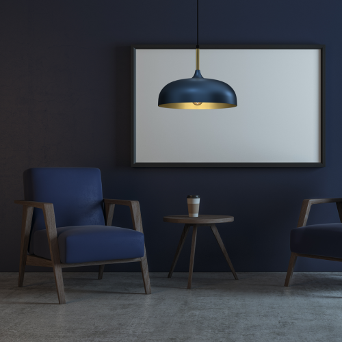 Lampa wisząca LINCOLN BLUE/GOLD 1xE27 35cm