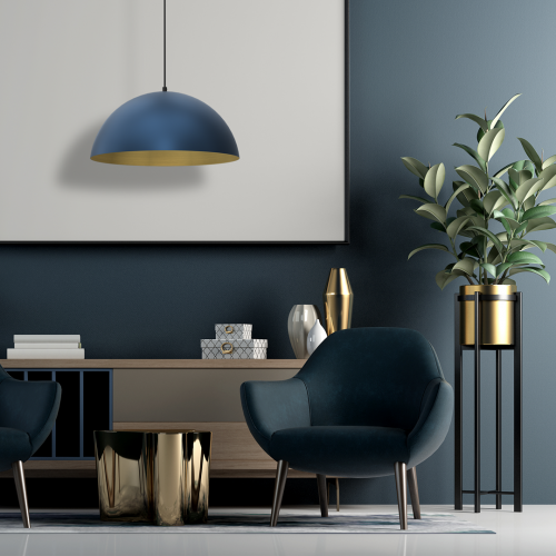 Lampa wisząca BETA NAVY BLUE/GOLD 1xE27 45cm