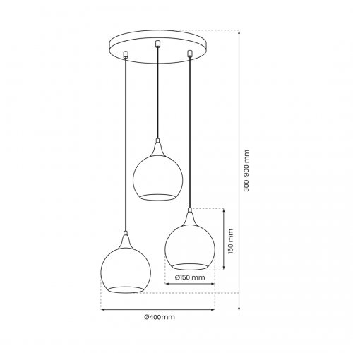 Lampa wisząca MONTE SILVER 3xE27