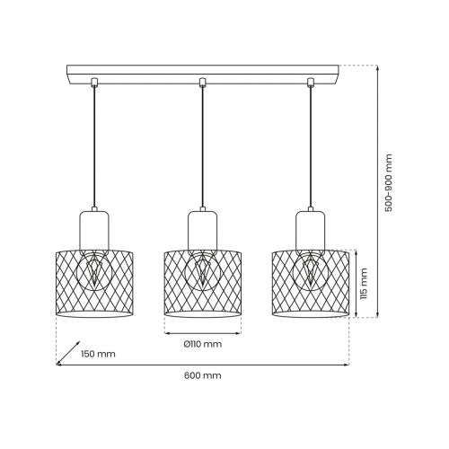 Lampa wisząca SOBRESA 3xE27