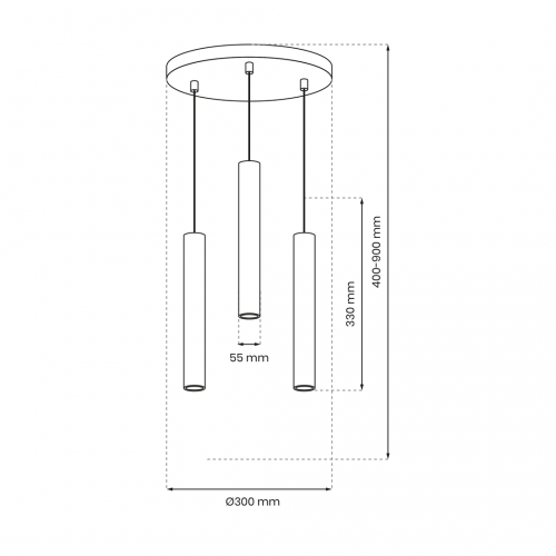 Lampa wisząca HUDSON BLACK 3xGU10