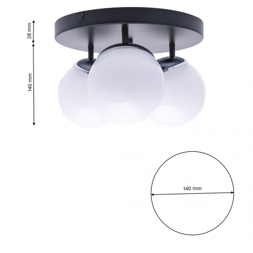 Lampa sufitowa SFERA BLACK/CHROME 3xE14